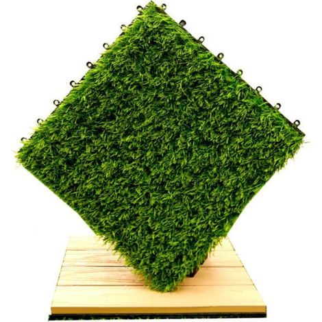 dalles de gazon artificiel de 30 x 30 cm, dalles de gazon synthétique d\'épaisseur, tapis auto-drainant, pour intérieur et extérieur, terrasse, balcon, jardin (1/4)