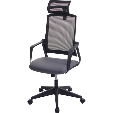 Fauteuil de bureau ergonomique pivotante avec accoudoirs et dossier en tissu mesh gris 040001881