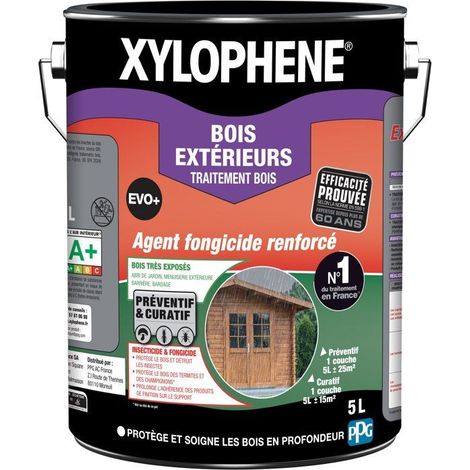Xylophene – Traitement du bois extérieur incolore non teintant 5 L – Insecticide fongicide pour bois dur – Application en une seule couche – Rendement 5 m²