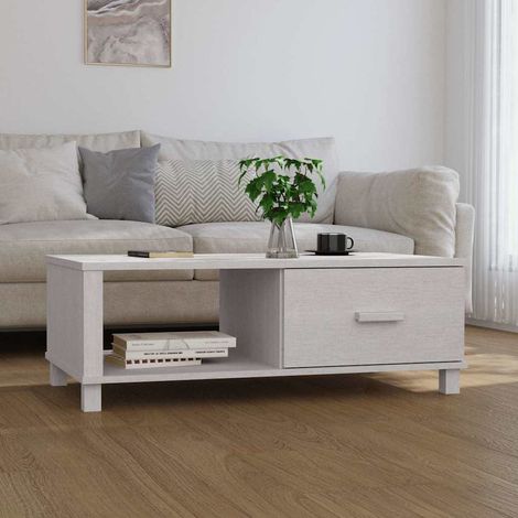 vidaXL Mesa de centro HAMAR madera maciza de pino blanco 100x55x35 cm (1/5)