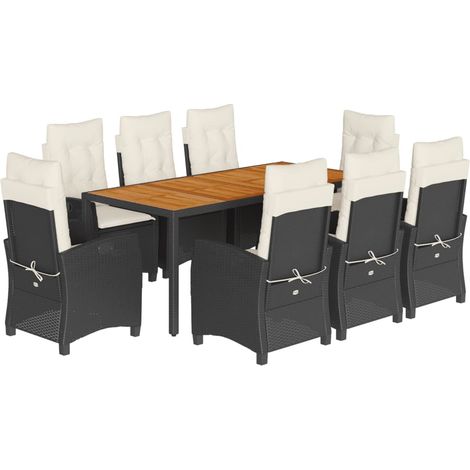 Maison Exclusive - Set de comedor de jardín 9 pzas y cojines ratá (1/5)