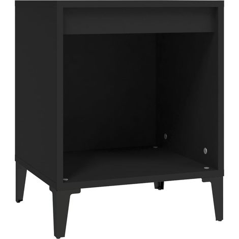 Mesita de noche con compartimento abierto 40 x 35 x 50 cm madera contrachapada negra y metal DEC034433