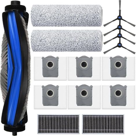 Accessoires pour ECOVACS DEEBOT X8 PRO Omni/ECOVACS DEEBOT X8 Omni, JKOISL 1 brosse à rouleau principale, 6 sacs à poussière, 4 brosses latérales, 2 filtres, 2 chiffons de nettoyage, pièces de (1/5)