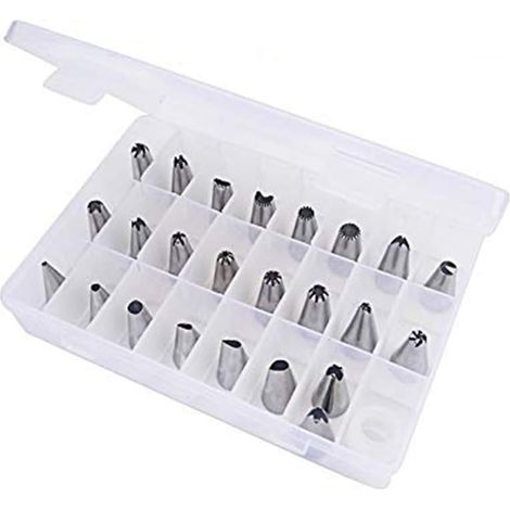 Set di 32 beccucci per decorare in acciaio inox con 2 sac à poche riutilizzabili e un beccuccio in acciaio inox (1/5)