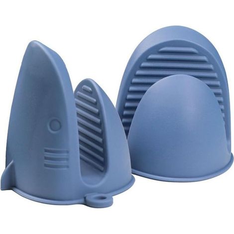 Gants de cuisine en silicone, résistants à la chaleur, antidérapants et imperméables (bleu foncé) (1/5)
