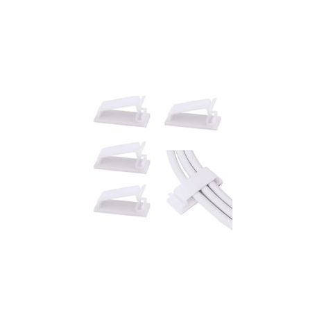Lot de 50 clips de gestion de câbles auto-adhésifs (blancs), organisateurs de câbles, clips de fil, support de cordon pour TV, PC, câble Ethernet sous le bureau, la maison et le bureau. (1/5)