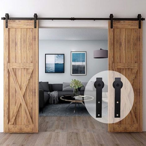 Binario per Porta Scorrevole Kit con Guida a Pavimento Regolabile Scorrevole Kit Hardwar per Porta Singola Scorrevole -150CM/ 5FT