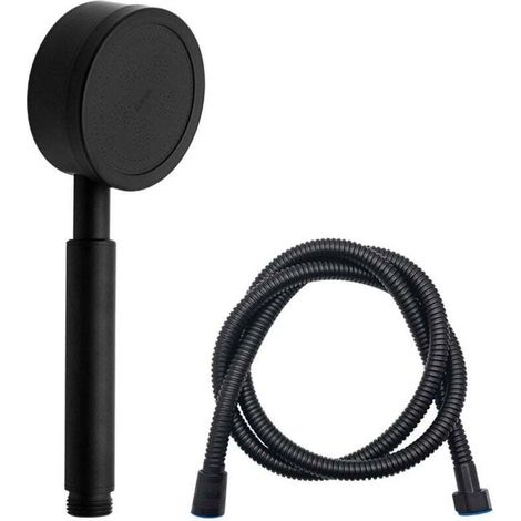 Pommeau De Douche Noir 72 Mm Avec Tuyau Acier Inoxydable 1 5 M Économie D Eau Haute Pression (1/4)