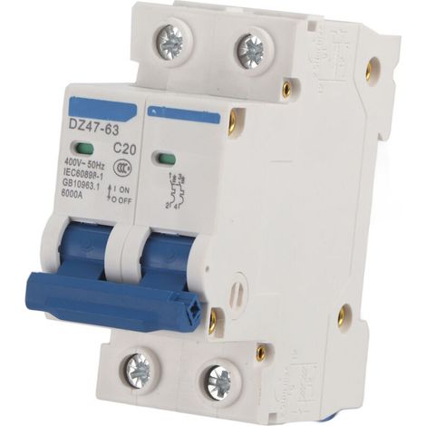 Disjoncteur 2P DZ47-63 20A 400V - Interrupteur de Courant Miniature (1/5)