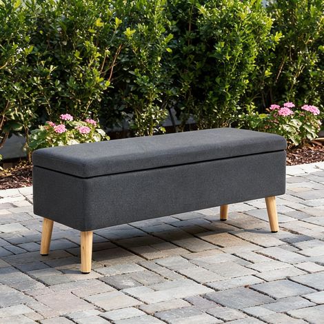 Coffre banc de rangement scandinave gris foncé 110 cm (1/5)