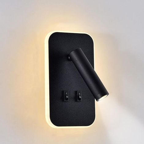 LED-Nachttischlampe, Hotel-Wandleuchte, Wandleuchte neben dem Bett, Flurleuchte mit Schalter, weiß, 3W+10W (rechteckig) (1/5)