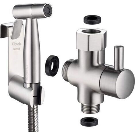 Edelstahl-WC-Bidet-Handbrause-Set mit 3-Wege-3/8"-WC-Ventil