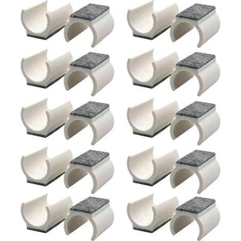 Set of 20 U-shaped felt chair leg covers for dining chairs, office chairs and bar stools to protect floors (white) (1/5)