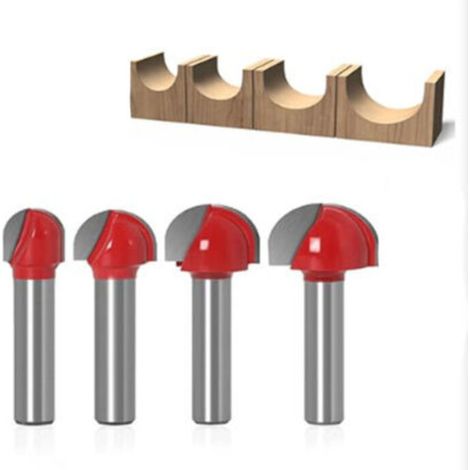 Wooden Round Bottom Bit, 4PCS Router Bits 8mm Shank 16/ 22/25/32mm Cove Box Router Bit Carbide Tip Groove Cutter for Plunge Router Cutting Tool (1/5)