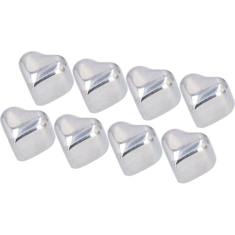 Pietre refrigeranti per whisky in acciaio inox a forma di cuore (set da 8) - Riutilizzabili - Ideali per bar e casa