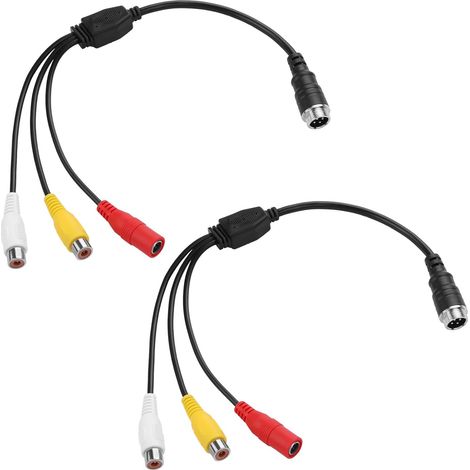 M12 connecteur aviation 4 broches vers RCA (vidéo/AV/DC), pour système de vidéosurveillance, câble vidéo adaptateur moniteur/caméra (2 connecteurs femelle, 2 RCA) (1/5)
