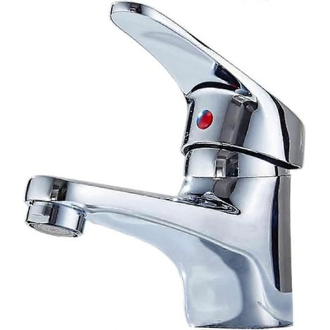 BelleRise - Robinet de lavabo, mitigeur eau chaude/eau froide en laiton massif chromé, pour salle de bain, WC, cuisine et dressing. (1/4)