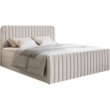 Selsey Saliano - Boxspringbett 200x200 mit Bettkasten, Topper und Chenille-Bezug, Hellbeige (1/5)