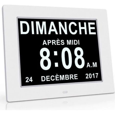 Kaelt - Horloge Calendrier - NOBRAND - 7 pouces - Auto Dimming - Blanc