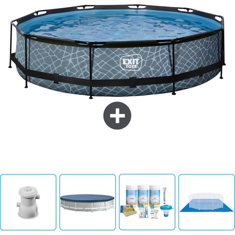 Exit Pool Rund - Steinoptik - 360x76 cm - 5-teilig SCB15 (1/4)