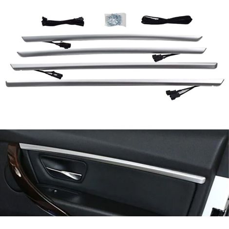 Bande d'éclairage LED pour intérieur de porte de voiture - Accessoires pour B-MW Série 3 F30 F31 320i 328i 330i 335i 340i 2012-2018 - Housse de rechange bicolore (Argent)