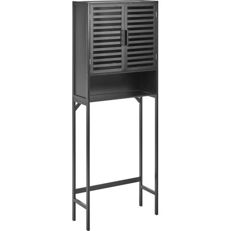 Estantería de baño elegante unidad de almacenaje madera de bambú negro Okarche