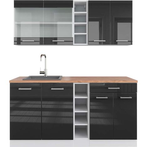 Cuisine R-Line, Anthracite brillant/blanc, 160 cm , PT Chêne, Vicco
