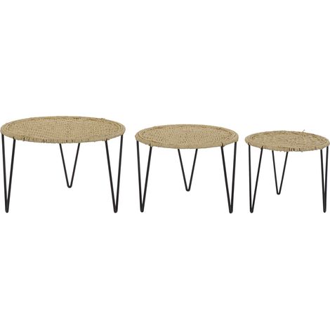 Auxiliary -Tabelle Set 3 Metallseil 62x62x40.5 Metallseil mehrfarbige Farbmaterialfamilienfamilienhilfstabellen Details (1/5)