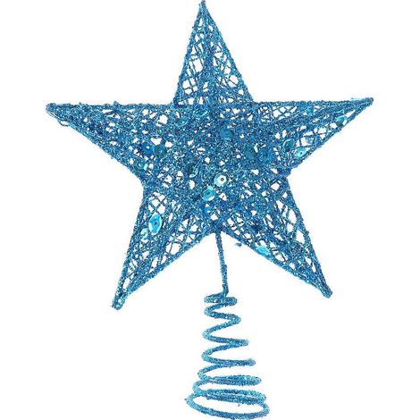 Étoile de Noël en fer de 20 cm, décoration scintillante pour sapin de Noël (bleu)-20cm-Blue (1/2)