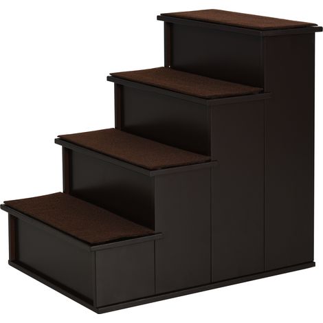 Treppe für Haustiere aus MDF mit Teppich, dunkelbraun, 40 x 59 x 54,2 cm (1/5)