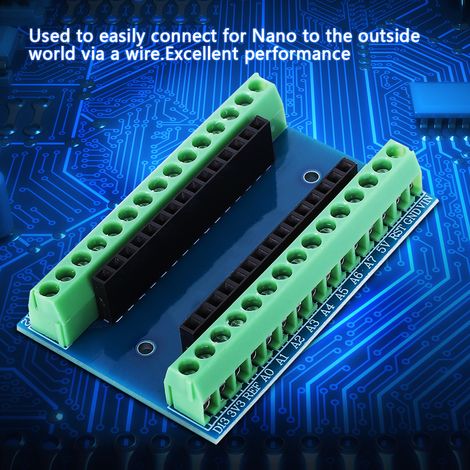Extension Nano V3.0, carte d'extension E/S, adaptateur terminal pour contrôleur, 1 pièce, compatible avec Arduino Nano, bornier pratique. (1/5)