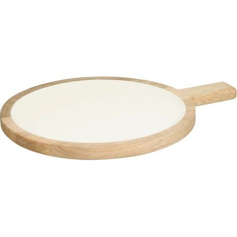 Assiette de Présentation en Bois "Inaya" 40cm Blanc (1/2)