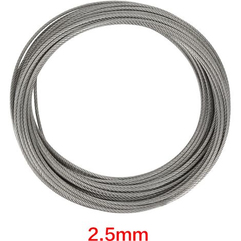 1Pc 20m 304 Stainless Steel Cable Wire Rope Hard Steel Wire for Fishing  Lifting 2.5mm