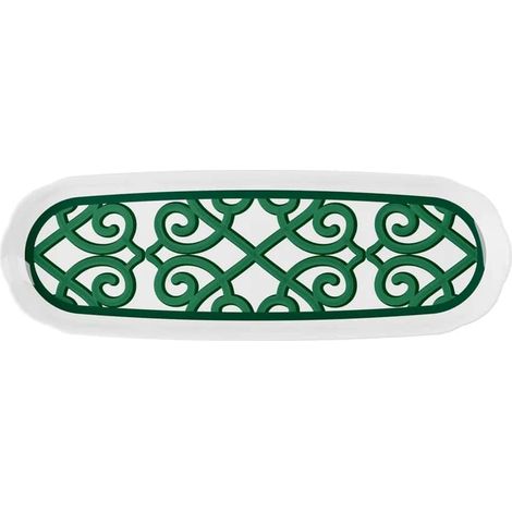 GUZZINI Vassoio Rettangolare Piccolo Natalizio Harmonia Melamina 36,2 x 12 Cm Table Decor Bianco Verde