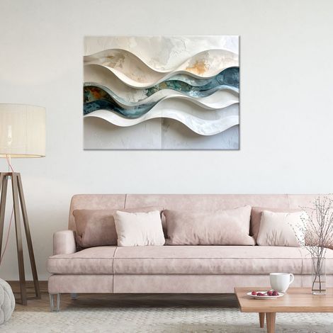 Wandbild Abstrakte Wellen mit Imitationsfarbe in Beige 60x40