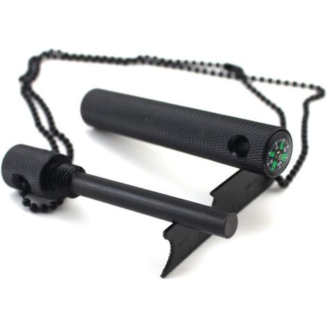 Acier à Silex dans Un boîtier en Aluminium Robuste Noir Allume-feu Survie Camping Chasse 6 cm 9 000 allumages décapsuleur Briquet extérieur (1/5)