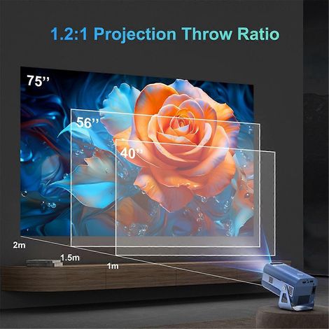 Tragbarer Projektor mit WiFi6 und Bluetooth für Heimkino (EU-Stecker)
