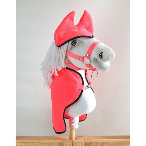 Conjunto de caballitos de juguete A4: Manta + Gorros para moscas - Rosa neón (1/4)