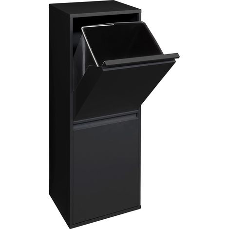 Poubelle de Recyclage Cuisine 2 Bacs 2 x 17 L (34 L) Tri Sélectif 2 Rangements Meuble-Poubelle en Acier avec 2 Seaux Sac à ordure noir (1/5)
