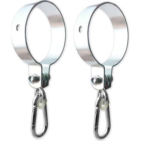 Lot de 2 crochets de balançoire avec mousqueton – Collier de balançoire en métal diamètre 100 mm pour balançoires suspendues Aire de jeux pour enfants – Collier de balançoire (1/5)