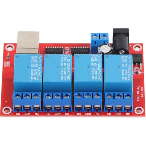 Module de relais à 4 canaux, lecteur USB, carte DC gratuite, contrôle par ordinateur, PLC, 3 Modes de fonctionnement, 24V (1/5)