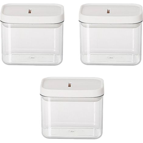 Contenant De Rangement Alimentaire Etanche - Plastique Clair Transparent - Couvercle Hermetique - Pour Snacks, Nourriture Seche, Croquettes - Lot De 3 (1/5)