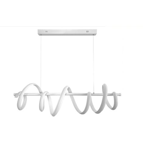Lampadario LED Bianco a Sospensione Moderno a Spirale 60W 4800 Lumen – CCT Colore della luce selezionabile Calda, Fredda e Naturale – Fascio 300°