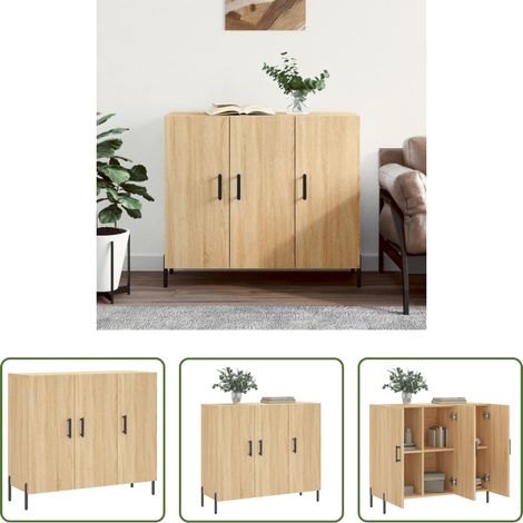 vidaXL Schrank Holz - Sideboard Sonoma-Eiche 90x34x80 cm Holzwerkstoff (1/5)
