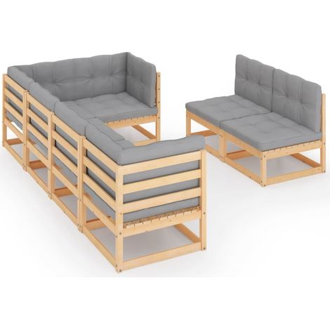 Maison Exclusive - Set Salotto Giardino 7 pz Cuscini Antracite Legno Massello Pino (1/5)