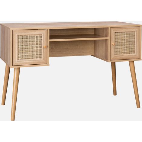 Escritorio decoración madera con 2 puertas