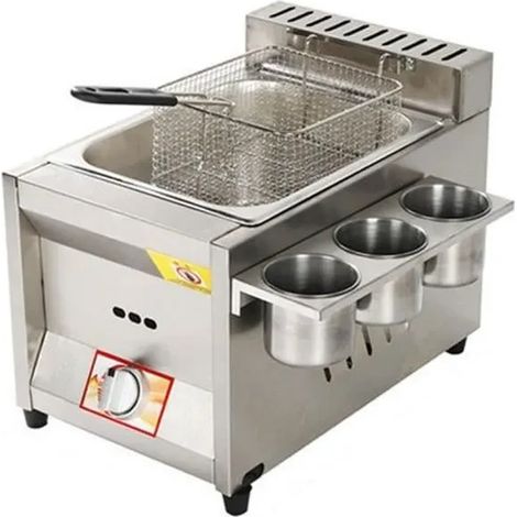 11L Réservoir Friteuse À Gaz, Contrôle De Température Autonome, Puissance De Feu Réglable, Acier Inoxydable (1/5)