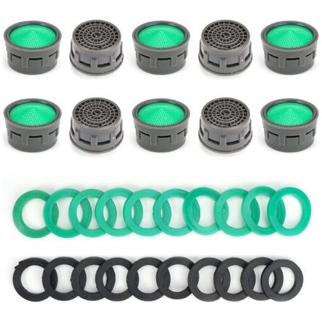 Aérateur de robinet 10 pièces, aérateur de robinet, aérateur à économie d'eau avec 20 joints, diamètre extérieur 21 mm, aérateur de robinet pour salle de bain et cuisine (1/5)