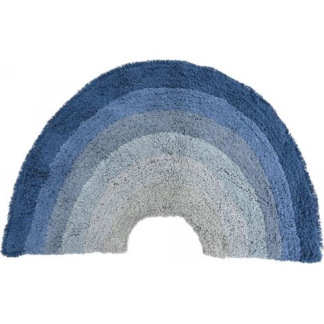 Tapis enfant en coton Lavable 30° 60x100 bleu et gris ARKENSYEL