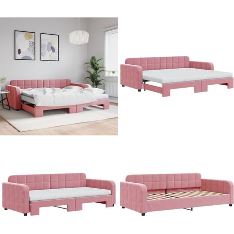 vidaXL Tagesbett Ausziehbar mit Matratzen Rosa 90x200 cm Samt (1/5)